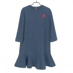 SJSJ レディース ウール混ブレンド 7分袖 ミニワンピース ターコイズ (HU41322)