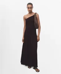 マンゴ レディース トップス ワンピース アシンメトリー MANGO Womens Gathered Body Asymmetrical Dress Chocolate チョコレート
