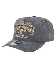 ニューエラ メンズ アクセサリー 帽子 New Era Mens Charcoal Pittsburgh Penguins Throwback Washed AFrame PreCurved 9FIFTY Snapback Hat Charcoal チャコール