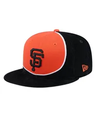 ニューエラ メンズ アクセサリー 帽子 コーデュロイ New Era Mens BlackOrange San Francisco Giants Retro Split Corduroy Snapback Hat Black Orange ブラック
