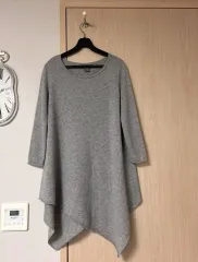 ニール・バレット カシミア100% 斜めボーダー アシンメトリー ニット ケープ感 グレー