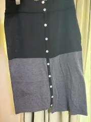 ノーブランド 新品) 春夏 ニット スカート M-Lサイズ