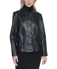 コールハーン レディース アウター ジャケット・ブルゾン ジャケット Cole Haan Womens Button Front Jacket Black ブラックのサムネイル