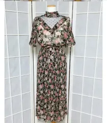 チョーカー プリーツ ONE PIECE (ゲストルック 披露宴 パーティー衣装 リゾート ヴィンテージ