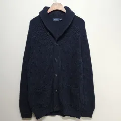 POLO RALPH LAUREN コットンショールカラーカーディガン ネイビーL