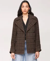 アヴェックレフィーユ レディース アウター ジャケット・ブルゾン コート Avec Les Filles Womens DoubleBreasted Belted Coat Navy Plaid ネイビー
