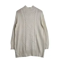 BACK NUMBER バックナンバー クリーム ケーブル編み タートルネック ニット L アクリル ブレンド