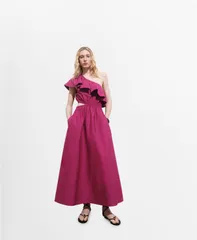 マンゴ レディース トップス ワンピース カットアウト アシンメトリー MANGO Womens Asymmetrical CutOut Dress Fuchsia フューシャ