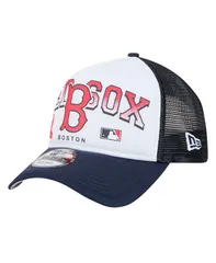 ニューエラ メンズ アクセサリー 帽子 New Era Mens White Boston Red Sox Retro Wordmark 9FORTY AFrame Trucker Adjustable Hat White ホワイト