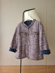 ベネトン カラーフル ノーカラー ツイード ジャケット