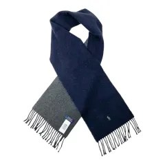 中古 ポロラルフローレン ネイビー/グレー イタリア ウール マフラー