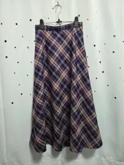 ザラ チェック ロング フレア スカート XS