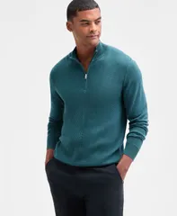 アルファニ メンズ アウター ニット・セーター Alfani Mens Long Sleeve Textured QuarterZip Sweater Manzanita Heather ヘザーのサムネイル