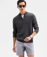 アルファニ メンズ アウター ニット・セーター Alfani Mens Long Sleeve Textured QuarterZip Sweater Dark Lead Heather ヘザーのサムネイル