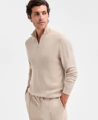 アルファニ メンズ アウター ニット・セーター Alfani Mens Long Sleeve Textured QuarterZip Sweater Almond Crush Heather ヘザーのサムネイル
