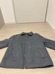 グレー ニット ジップアップ ジャケット