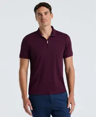 ペリーエリス メンズ トップス ポロシャツ リブ シャツ ニット Perry Ellis Mens SlimFit RibbedKnit 14Zip Polo Shirt Potent Purpleのサムネイル