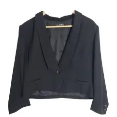 JPN ブラック クロップド ブレザー ジャケット M ポリ