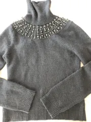 マイケルコース カシミア ブラック ビーズ タートルネック ニット