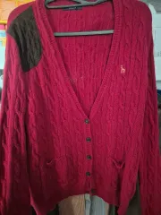 HAZZYS ヘジス ケーブル ニット カーディガン レッド