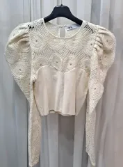 ザラ クロシェ ブラウス アイボリー パフ 長袖