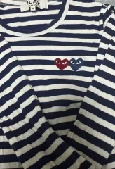コム・デ・ギャルソン ストライプ 長袖Tシャツ ダブルハート M