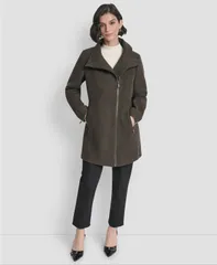 ダナ キャラン ニューヨーク レディース アウター ジャケット・ブルゾン アシンメトリー コート DKNY Womens Asymmetrical Zip Coat Loden