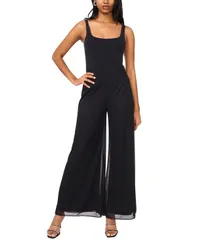 ミスク レディース トップス ジャンプスーツ プチ メッシュ パンツ オーバーレイ MSK Petite Mesh Glitter Overlay Pants Black ブラック