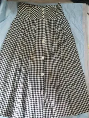 チェックロングスカート ボタンポイント (日本輸入)