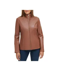 コールハーン レディース アウター ジャケット・ブルゾン コート レザー Cole Haan Womens Leather Coat Hickoryのサムネイル