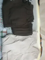 ブラウン/アイボリー コットン パンツ セット