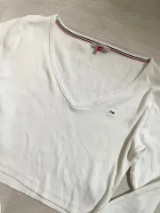 トミー ジーンズ 白 クロップド 長袖Tシャツ M