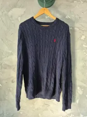 ポロラルフローレン ネイビー ケーブル ニット L サイズ