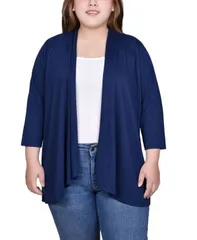 ニューヨークコレクション レディース アウター ニット・セーター ドレープ プラスサイズ セーター カーディガン NY Collection Plus Size Draped OpenFront Cardigan Sweater Dark navy ネイビー