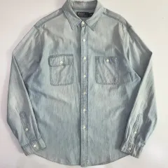 Polo ポロ ラルフローレン 90 s ポケット ライトブルー デニム シャツ