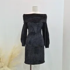 AZUL by MOUSSY ツアーベルベット オフショルダー ニット ONE PIECE