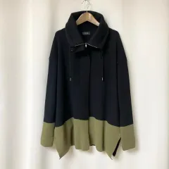 TIME バイカラー ウール カシミア ニットコート