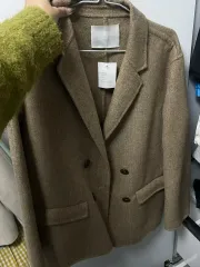 ウール100% ベージュ ヘリンボーン コート