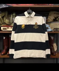 ポロラルフローレン ビックロゴ ストライプ ラグビーシャツ L