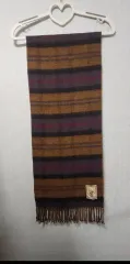 カシミア100% ブラウン/パープル ストライプ マフラー