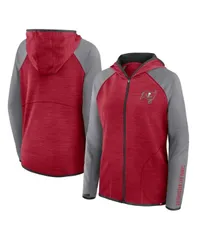 ファナティクス レディース アウター パーカー・スウェット Fanatics Womens RedPewter Tampa Bay Buccaneers Redzonend Around Pass Raglan FullZip Hoodie Red Pewte