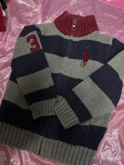 赤ちゃん服) ポロ 3T ニットジップアップ