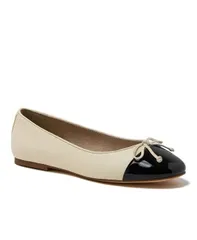 ランズエンド レディース シューズ パンプス キャップ レザー Lands End Womens Essentialeather Cap Toe Ballet Flats Ivoryblack アイボのサムネイル