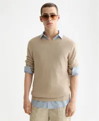 スコッチアンドソーダ メンズ アウター ニット・セーター クルーネック 長袖 SCOTCH SODA Mens LongSleeve Crewneck Sweater Plaza Taupe トープのサムネイル