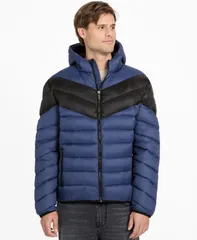 ゲス メンズ アウター ジャケット・ブルゾン GUESS Mens ColorBlock Puffer Jacket Endless Blue ブルーのサムネイル