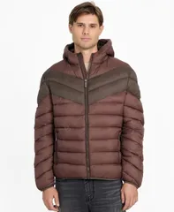 ゲス メンズ アウター ジャケット・ブルゾン GUESS Mens ColorBlock Puffer Jacket Dark Rust ラストのサムネイル
