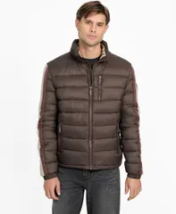 ゲス メンズ アウター ジャケット・ブルゾン GUESS Mens RegularFit ColorBlock Puffer Jacket Dark Brown Earth ブラウンのサムネイル