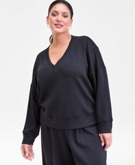 アイエヌシー インターナショナル コンセプト レディース トップス シャツ Vネック プラスサイズ ニット 長袖 INC International Concepts Plusize VNecknit