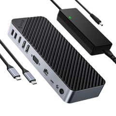 ORICO 20-in-1 USB-C 도킹 스테이션 4화면 대응 2개의 DP HDMI&VGA 탑재 10Gbps USB-C/5Gbps USB-A 포트/이더넷/오디오/SD/TF카드 Windows/Mac/Del 미품 추천