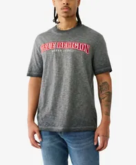 トゥルーレリジョン メンズ トップス Tシャツ ロゴ True Religion Mens Short Sleeve Embro Arch Logo TShirt Jet black ブラック
